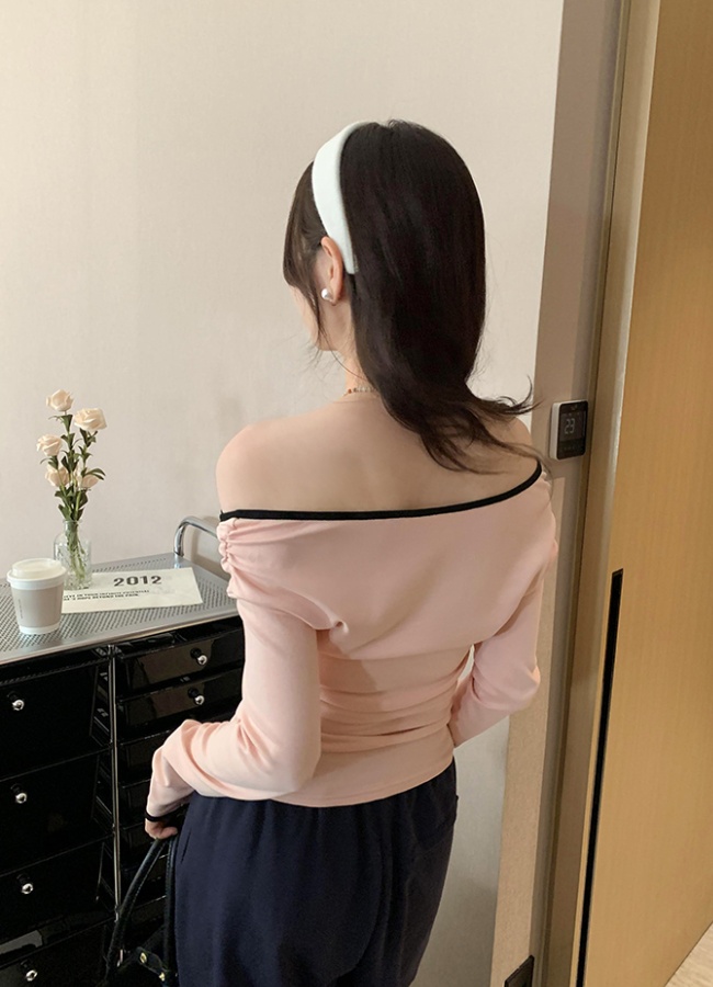 Pink frenum T-shirt sexy bottoming shirt for women