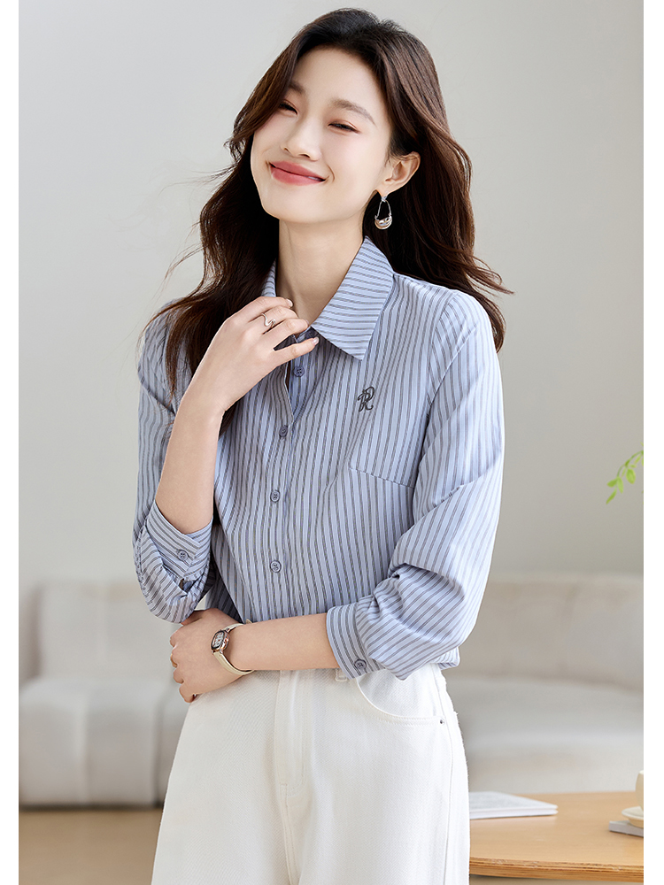 Spring all-match embroidery France style shirt