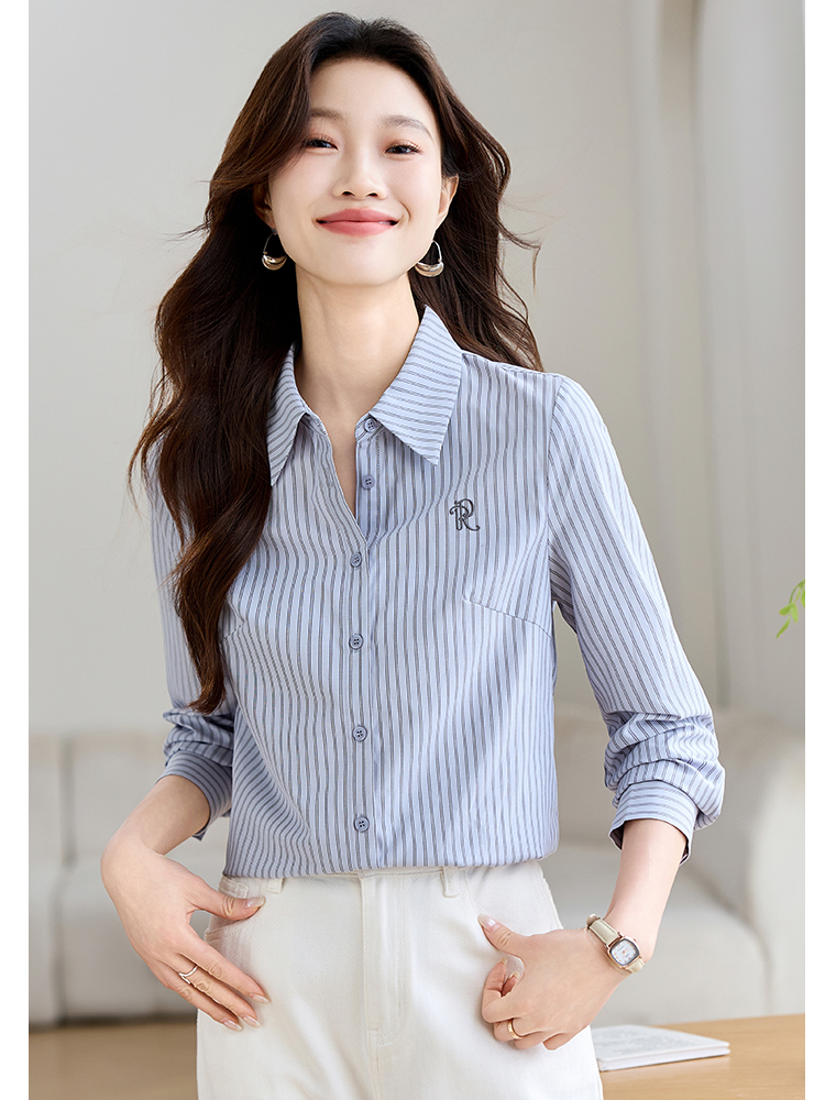 Spring all-match embroidery France style shirt