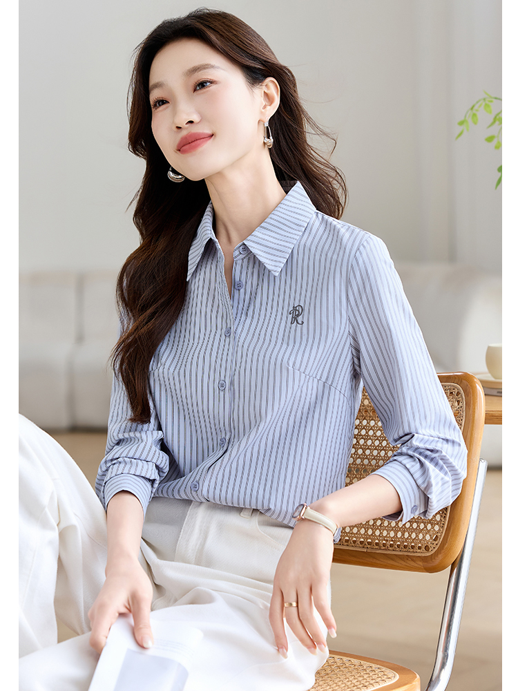 Spring all-match embroidery France style shirt