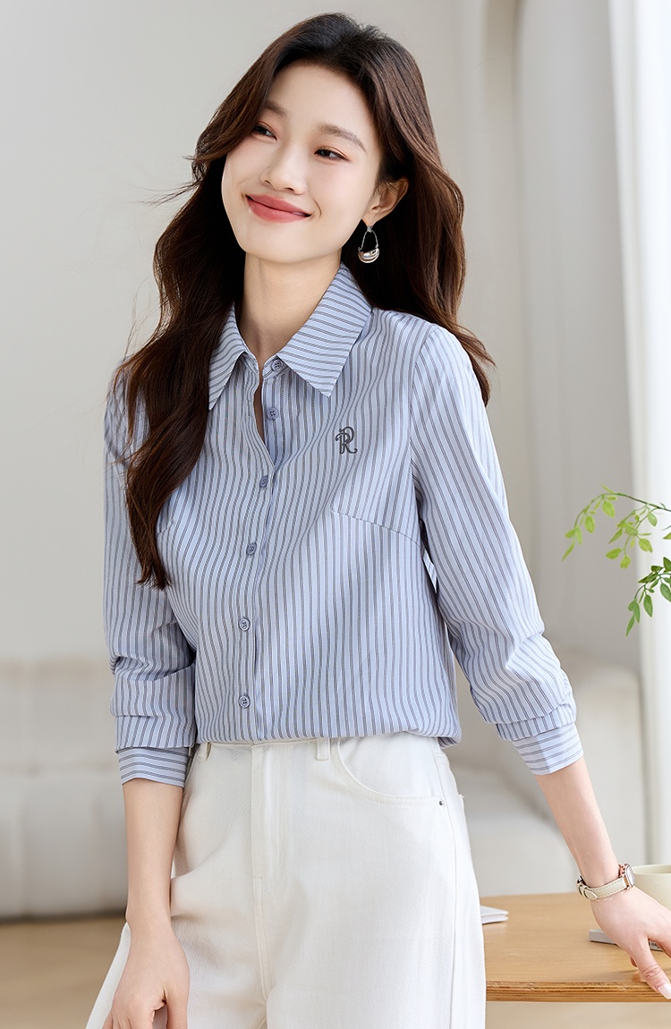 Spring all-match embroidery France style shirt