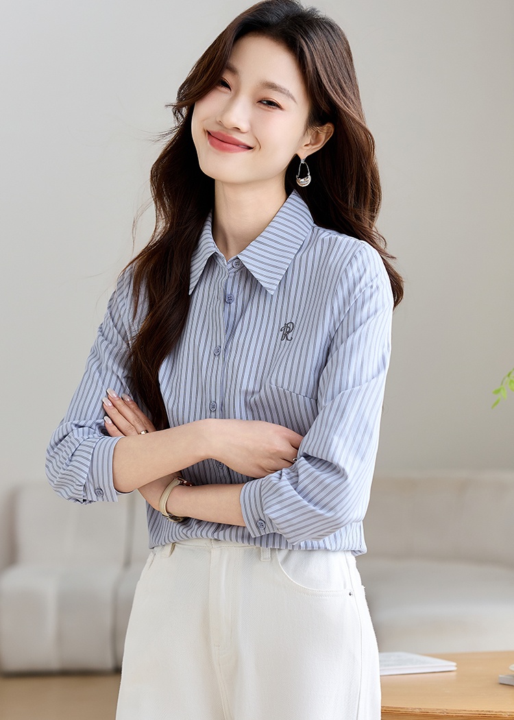 Spring all-match embroidery France style shirt