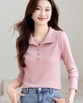 Pink long sleeve tops France style T-shirt for women