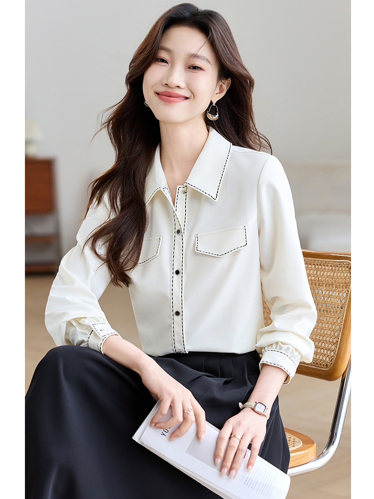 Chanelstyle spring tops fashion shirt for women