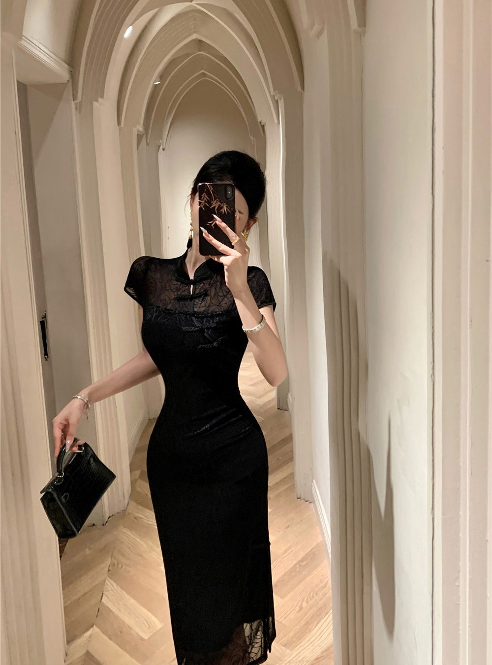 Pseudo-two slim retro dress summer sexy cheongsam