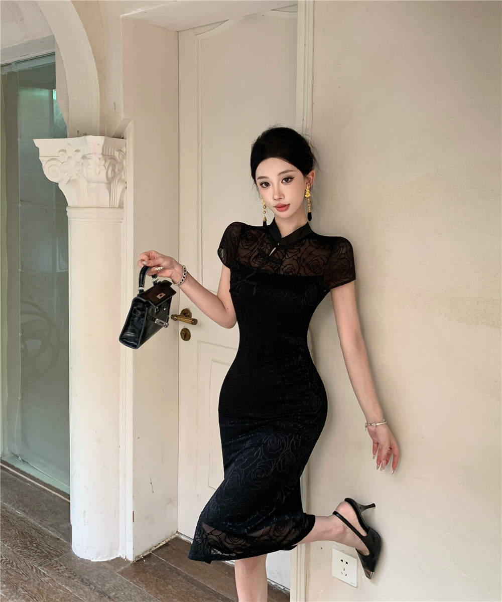 Pseudo-two slim retro dress summer sexy cheongsam