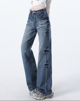 Micro speaker jeans loose wide leg pants for women