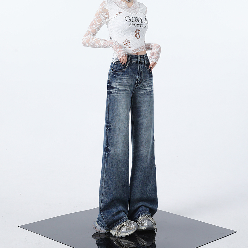 Micro speaker jeans loose wide leg pants for women