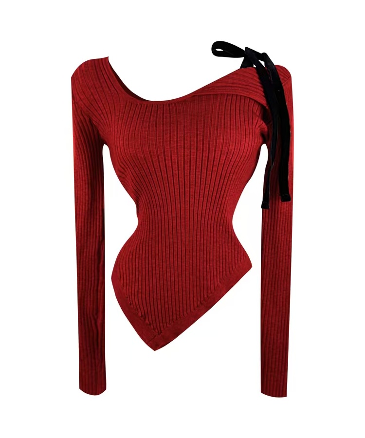 Strapless Korean style sloping shoulder sweater