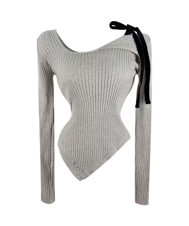 Strapless Korean style sloping shoulder sweater