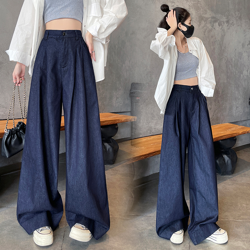 Straight pants American style wide leg mopping jeans