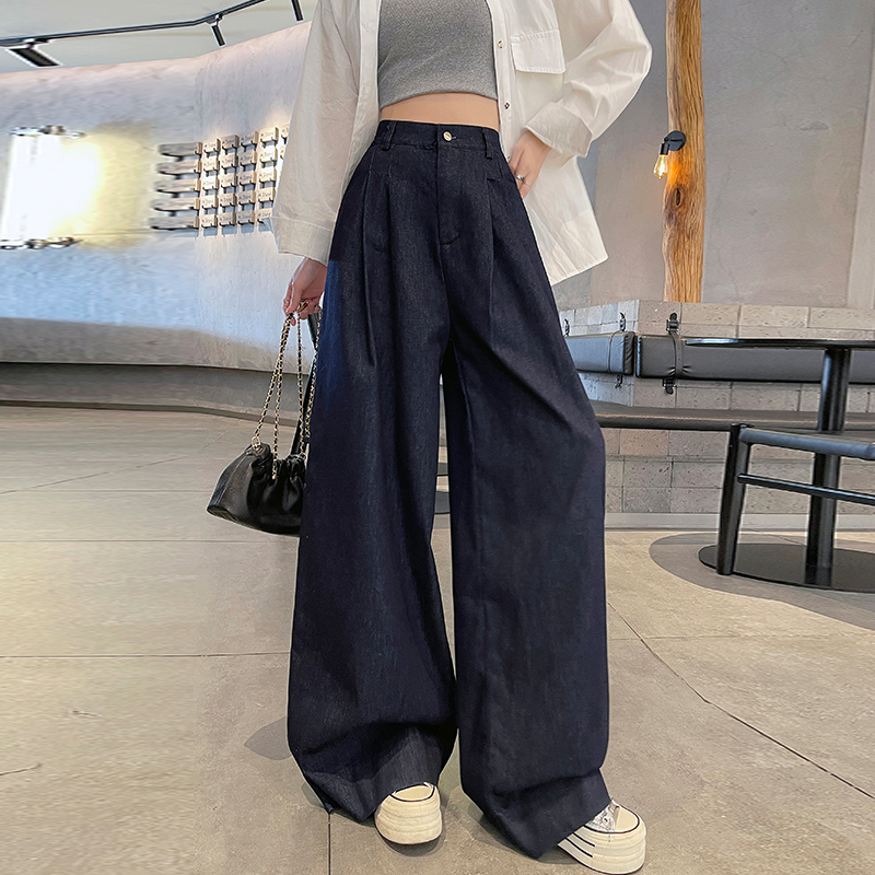 Straight pants American style wide leg mopping jeans