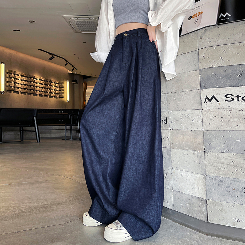 Straight pants American style wide leg mopping jeans