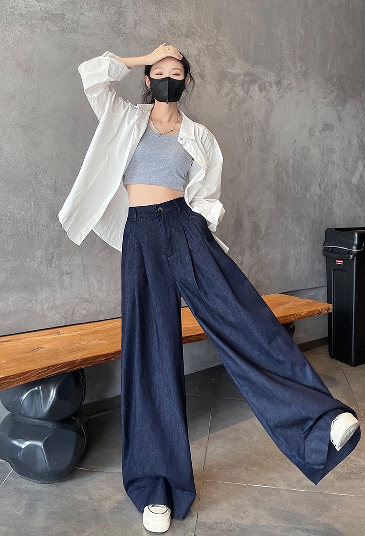 Straight pants American style wide leg mopping jeans