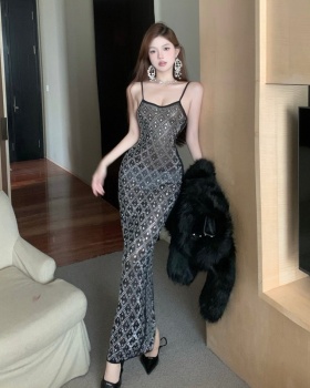 Rhinestone sexy dress gauze European style formal dress