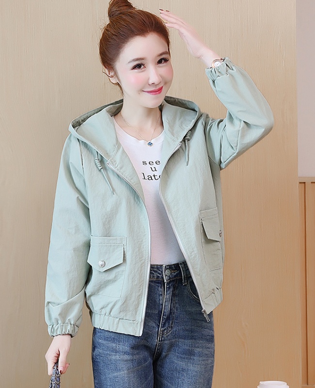 Short hooded tops spring work clothing for women