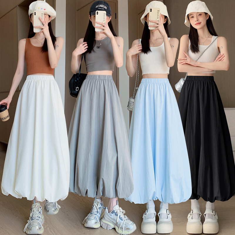 High waist puff skirt pocket skirt for women