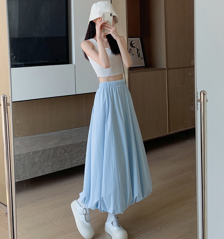 High waist puff skirt pocket skirt for women