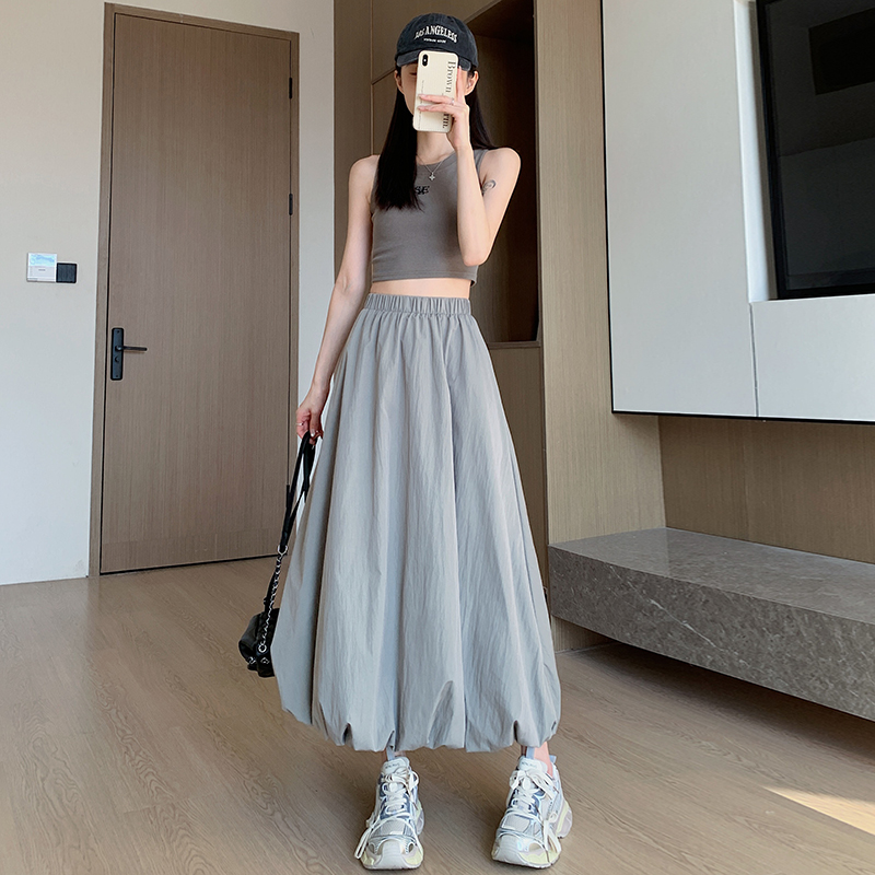 High waist puff skirt pocket skirt for women