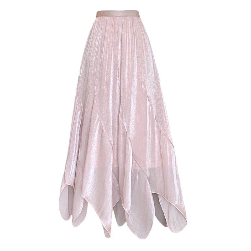 A-line pink France style temperament skirt for women