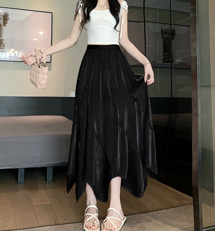 A-line pink France style temperament skirt for women