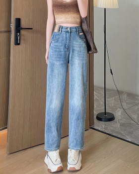 Straight high waist jeans spring pants for women