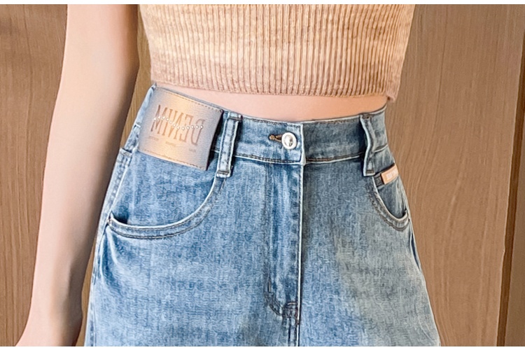 Straight high waist jeans spring pants for women