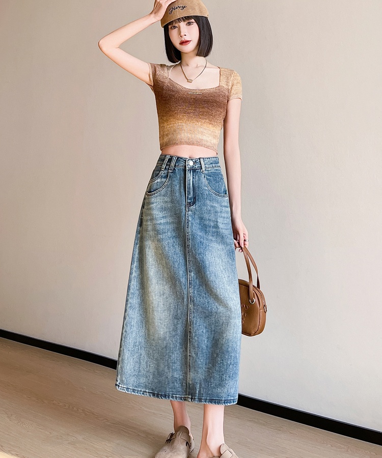 Spring and summer retro package hip slim skirt