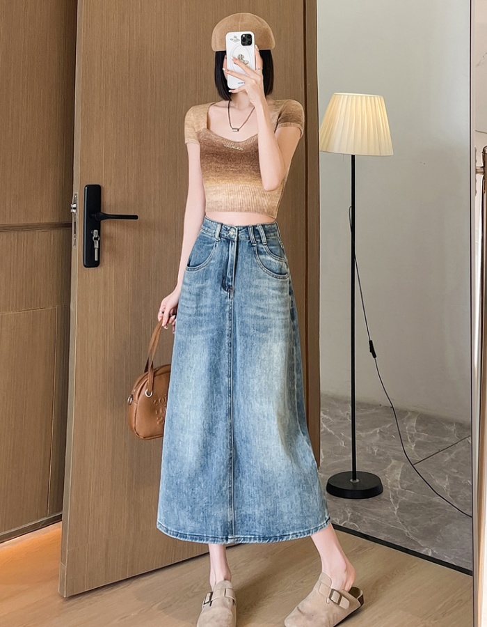 Spring and summer retro package hip slim skirt