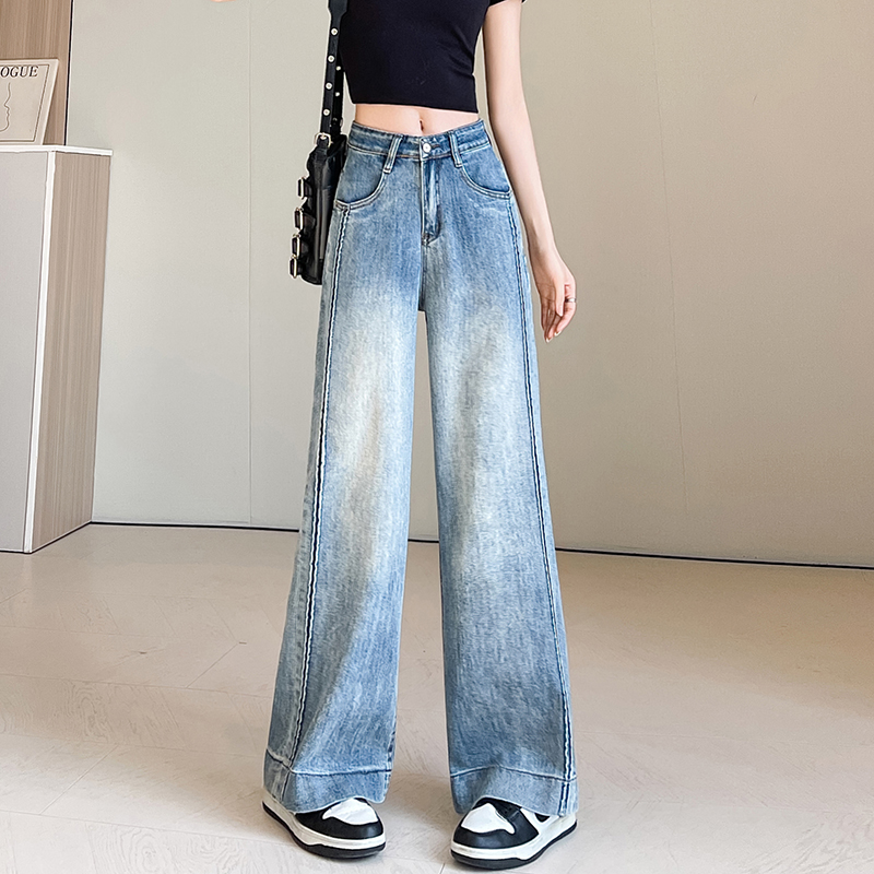 Spring wide leg pants straight jeans for women