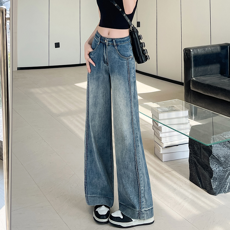 Spring wide leg pants straight jeans for women