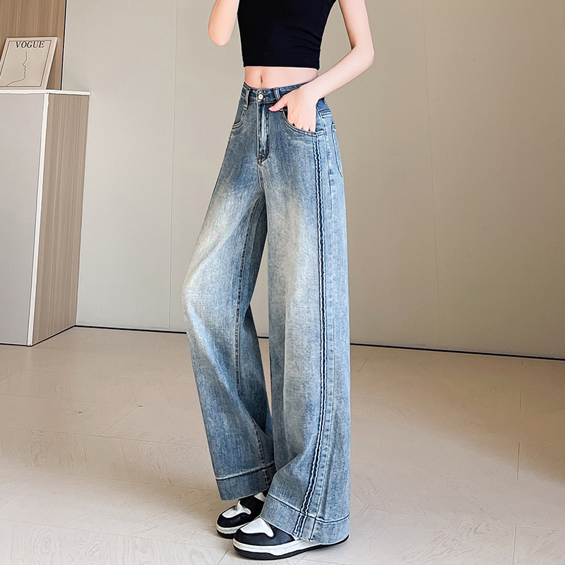 Spring wide leg pants straight jeans for women