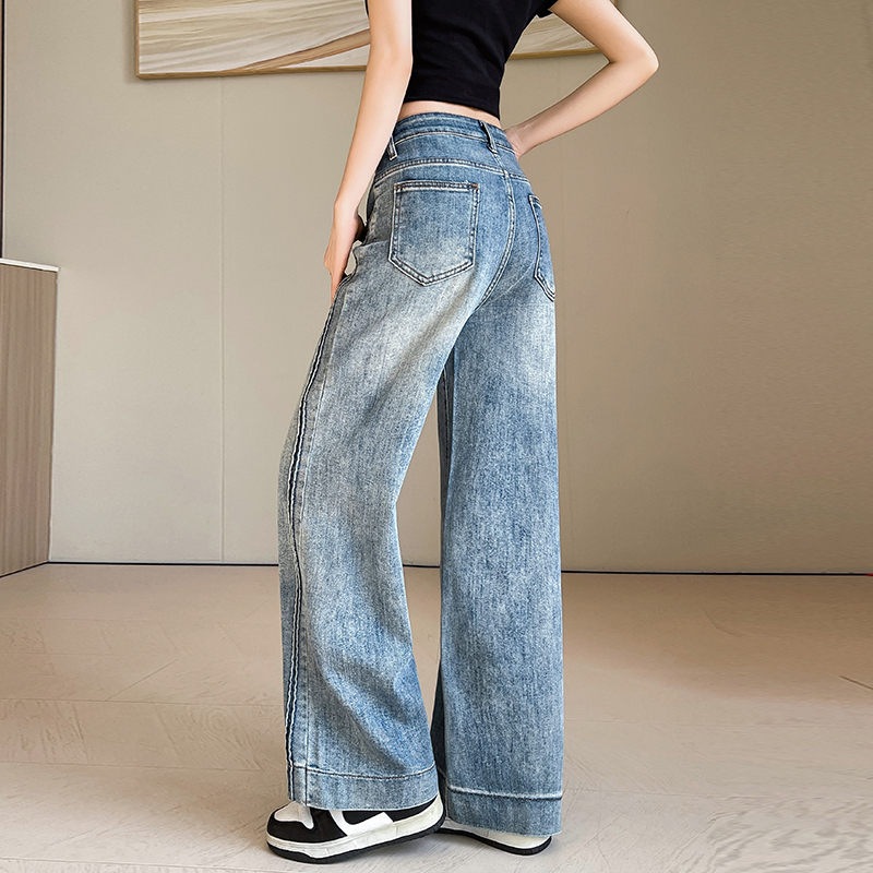 Spring wide leg pants straight jeans for women