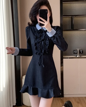 Long sleeve temperament mixed colors dress for women