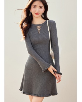 Hollow wood ear temperament dress for women