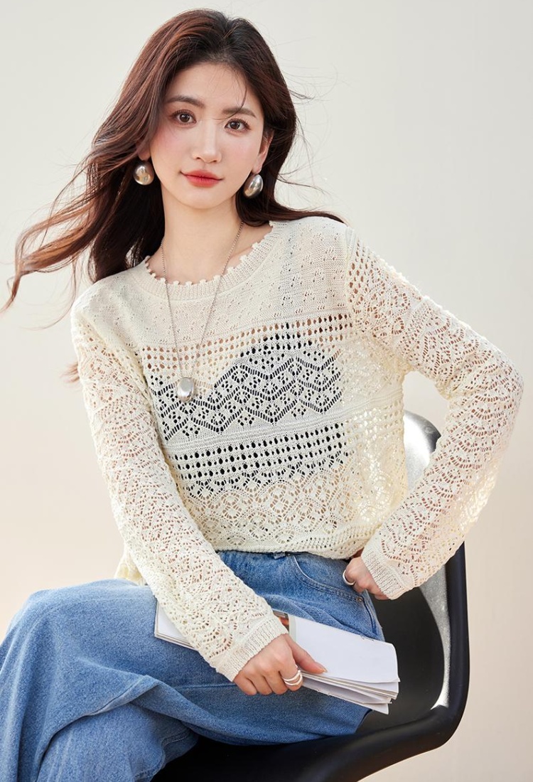 France style crochet smock lazy tops for women