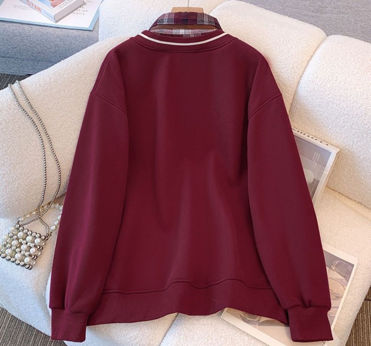 Plus velvet splice tops Western style thick hoodie