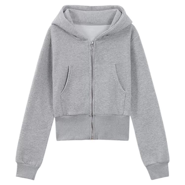 Inside the ride gray coat hooded tops for women