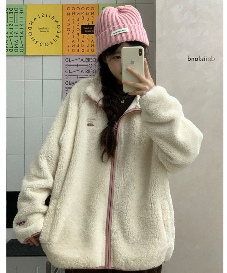 Korean style lambs wool cotton coat plush coat