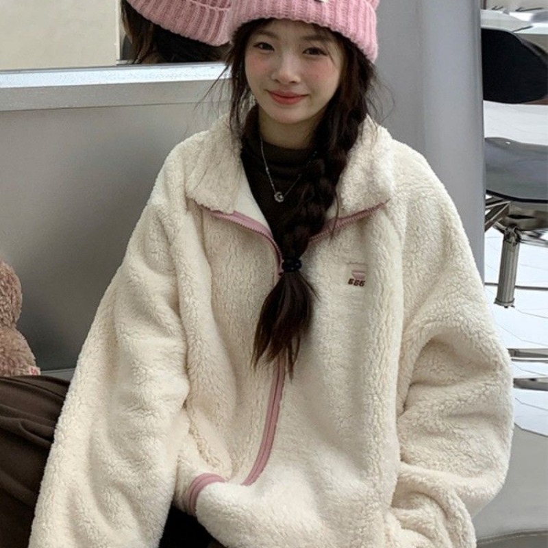 Korean style lambs wool cotton coat plush coat