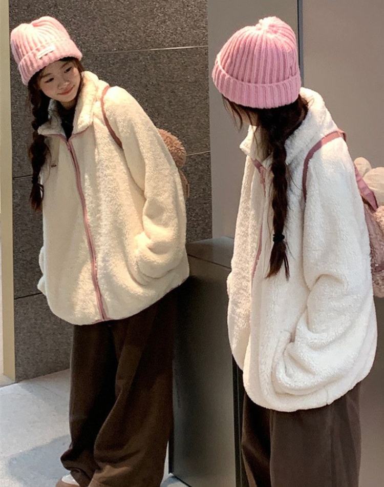 Korean style lambs wool cotton coat plush coat