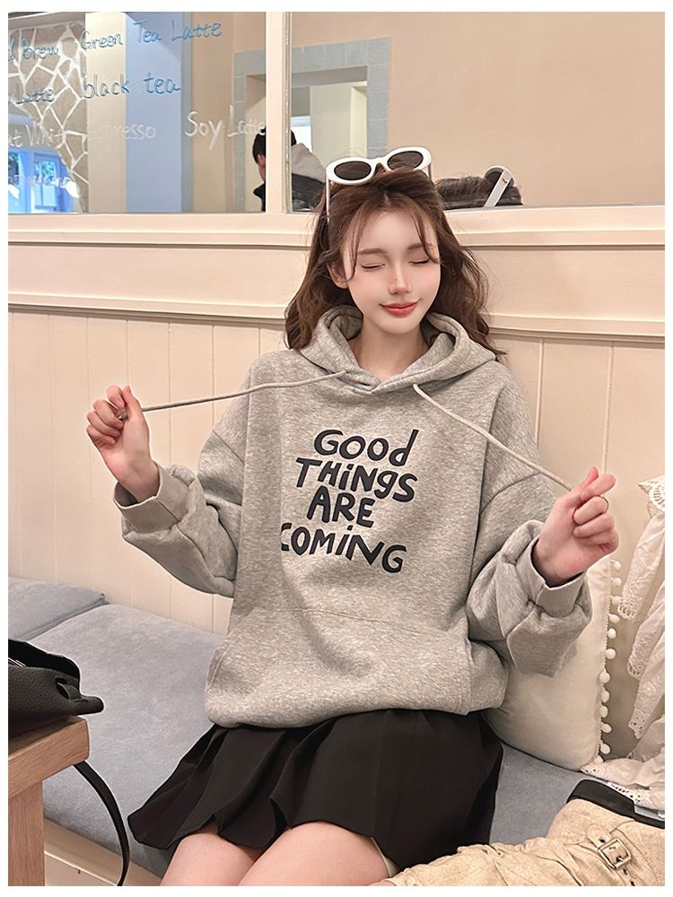 Spring letters cotton pure cotton hoodie for women