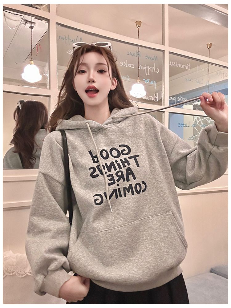 Spring letters cotton pure cotton hoodie for women