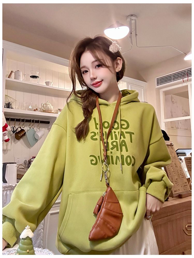 Spring letters cotton pure cotton hoodie for women