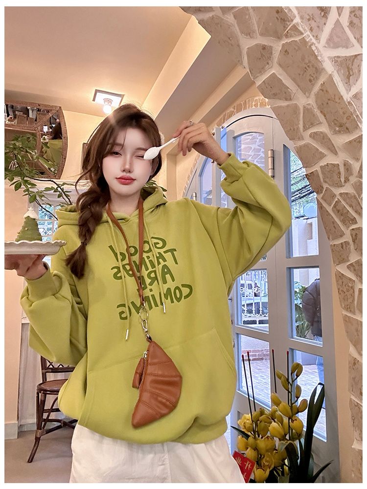 Spring letters cotton pure cotton hoodie for women