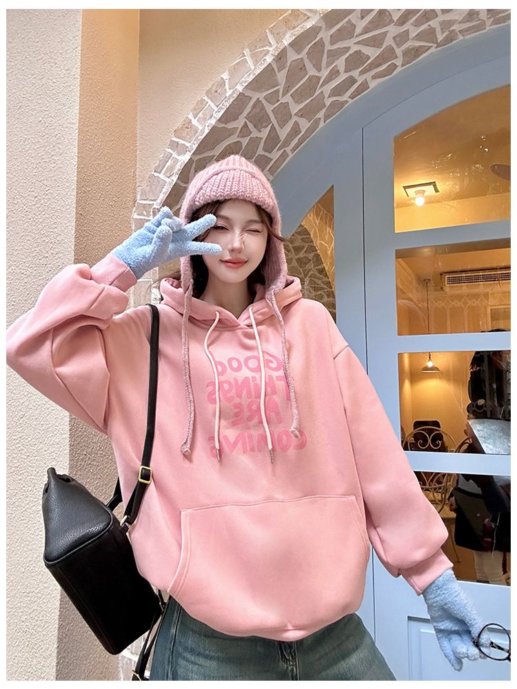 Spring letters cotton pure cotton hoodie for women