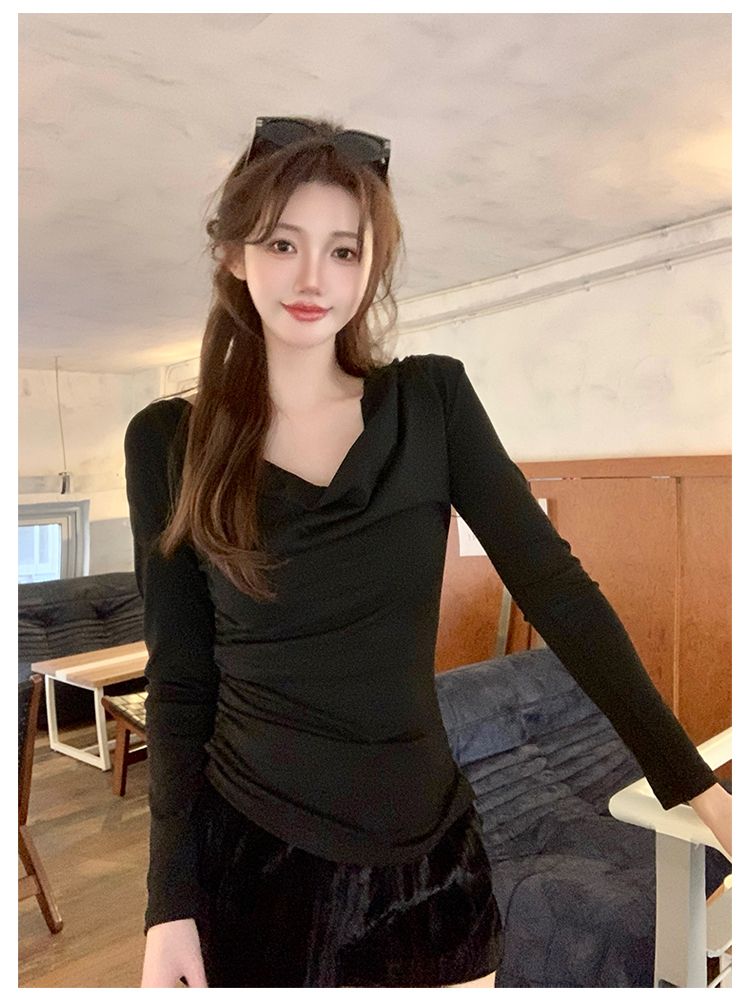 Slim strapless tops irregular bottoming shirt