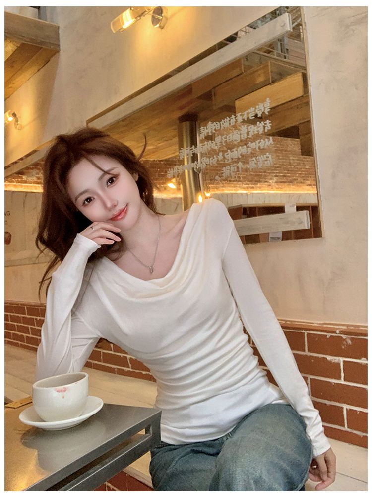 Slim strapless tops irregular bottoming shirt