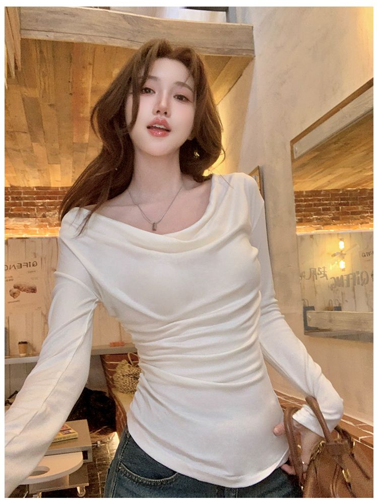 Slim strapless tops irregular bottoming shirt