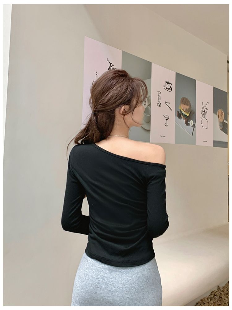 Spicegirl sexy enticement spring sloping shoulder tops